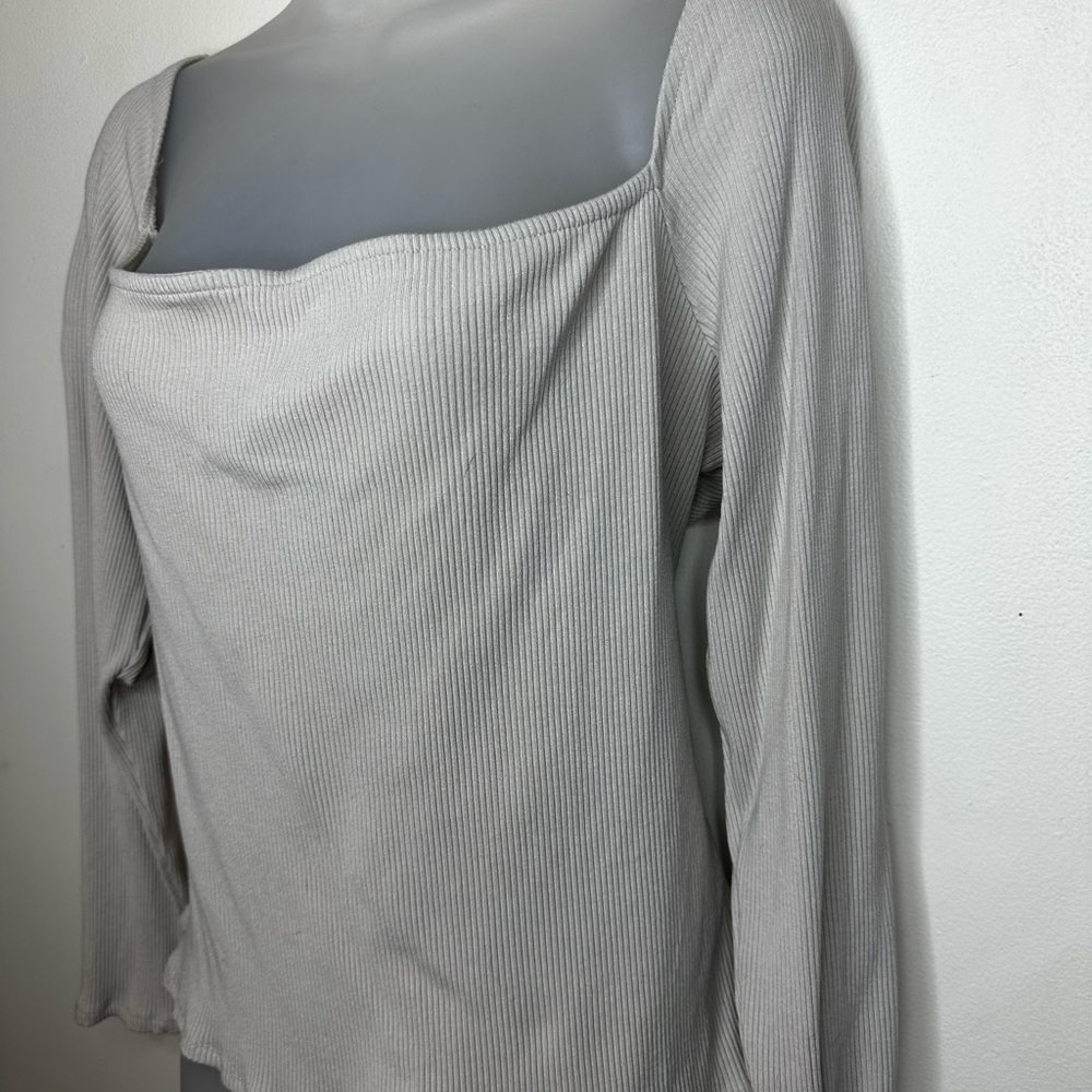 H&M Cream Ribbed Long Sleeve Top - Picture 2 of 5